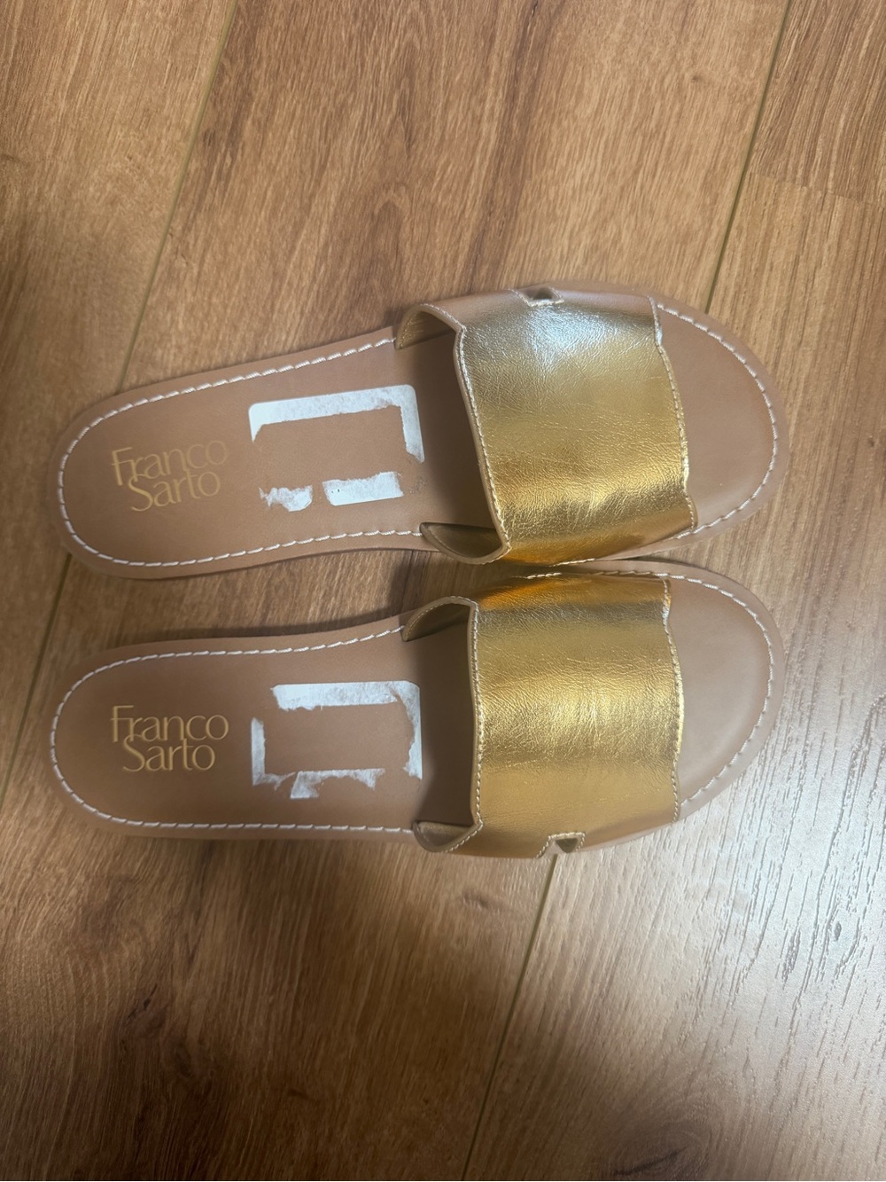 Franco Sarto Metallic Gold Slide Sandals
